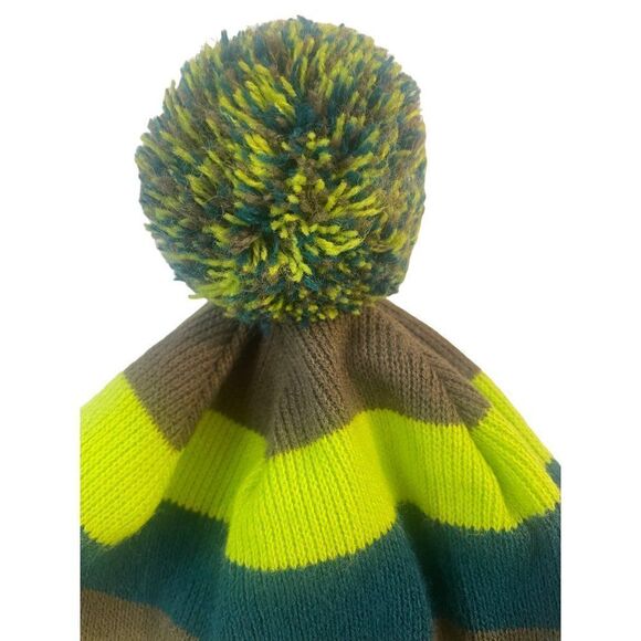 The North Face Green Brown Stripe Beanie Cap Hat One size - Picture 2 of 3